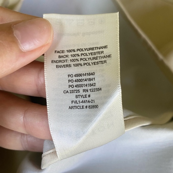 Aritzia Babaton Vegan Leather Frances Short Sleeve Button Up in Sand White - Picture 10 of 11